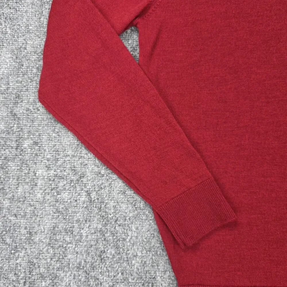 Paul Costelloe Living Sweater Mens Large Red Merino Wool 1/4 Zip Mock Neck